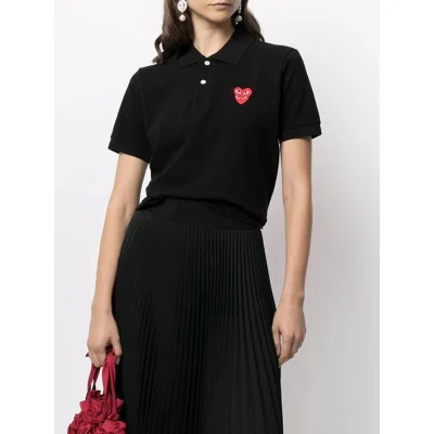 Поло Comme des Garcons Play Double Red Heart "Black" фото № 4
