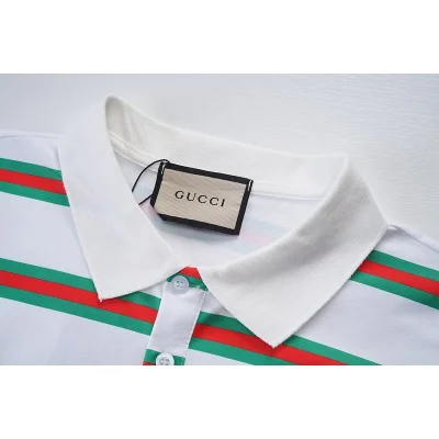 Поло Gucci Striped - Brand Print "White" фото № 7