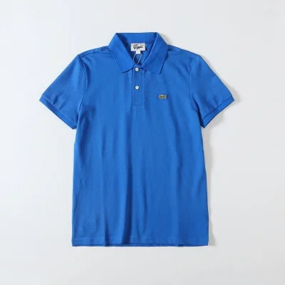 Поло Lacoste Cotton With Crocodile Logo "Blue" фото № 2