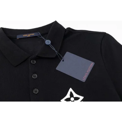 Поло Louis Vuitton With An Inscription-Logo On The Sleeve "Black" фото № 2 Поло Louis Vuitton With An Inscription-Logo On The Sleeve "Black" фото № 2