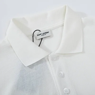Поло Saint Laurent Three-Letter Logo "White" фото № 4