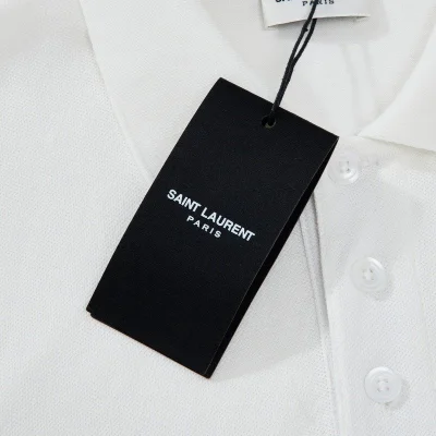 Поло Saint Laurent Three-Letter Logo "White" фото № 7
