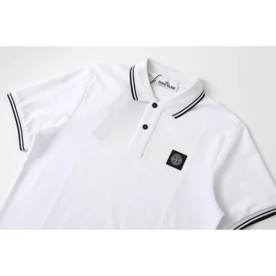 Поло Stone Island Black Logo Flowers "White" фото № 4