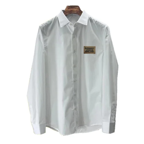 Рубашка Burberry Frontside Brown Stripe Logo London England "White"