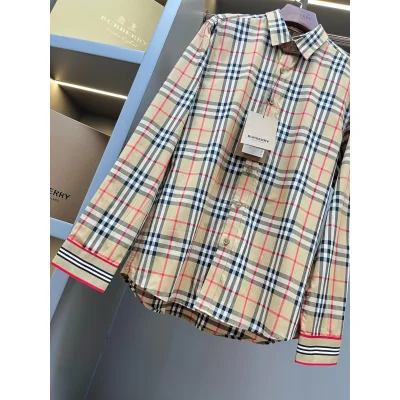 Рубашка Burberry Print Checked Red And Black And White Lines "Beige" фото № 5