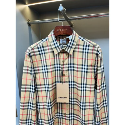 Рубашка Burberry Print Checked Red And Black And White Lines "Beige" фото № 2