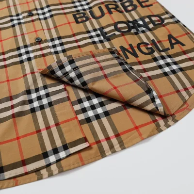 Рубашка Burberry Style In Cage And An Inscription "Brown" фото № 6