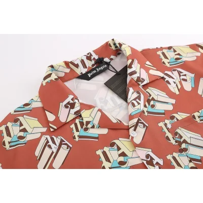 Рубашка Palm Angels Monogram Print "Peach" фото № 4