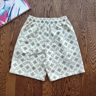 Шорты Louis Vuitton Cotton - Emblem Print "Cream/Gray" фото № 2