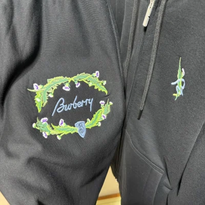 Штаны Burberry Frontside Print Green Laurel Blue Logo "Black" фото № 5