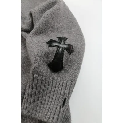 Свитер Chrome Hearts Leather Logo "Gray" фото № 6 Свитер Chrome Hearts Leather Logo "Gray" фото № 6