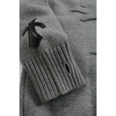 Свитер Chrome Hearts Leather Logo "Gray" фото № 3 Свитер Chrome Hearts Leather Logo "Gray" фото № 3