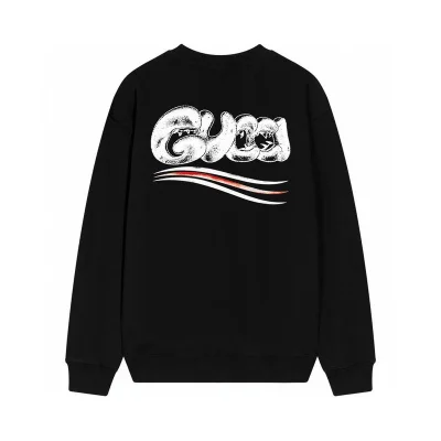 Свитшот Gucci Print Text And 3 Stripes "Black" фото № 2