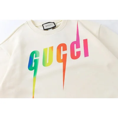 Свитшот Gucci Gradient Lightning Letter Logo Round Neck "White" фото № 4