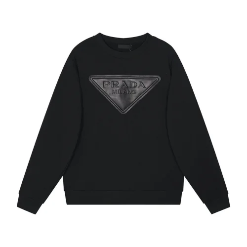 Свитшот Prada Leather Large Logo "Black"