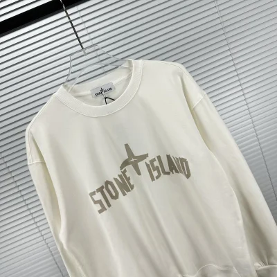 Свитшот Stone Island With Text Logo And Emblem — Single Color "White" фото № 2