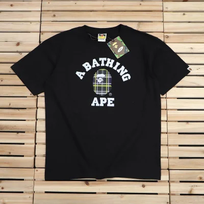 Футболка A Bathing Ape Checkered Monkey "Black" фото № 2