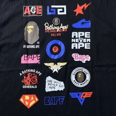 Футболка A Bathing Ape Variety Of Logos "Black" фото № 3 Футболка A Bathing Ape Variety Of Logos "Black" фото № 3