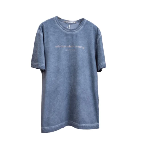 Футболка Alexander Wang Logo Made Of Rhinestones "Blue/Gray"