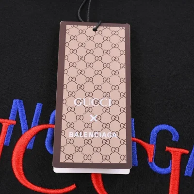 Футболка Balenciaga X Gucci Blue And Red Logo "Black" фото № 5