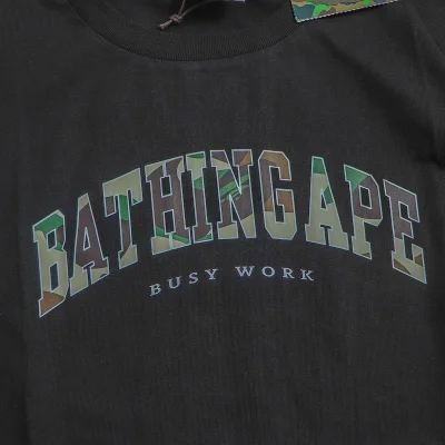 Футболка Bape Letters With Camouflage Background "Black" фото № 3