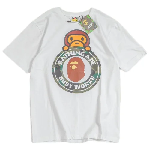 Футболка Bape Monkey Behind Circle With Logo "White"