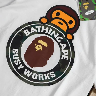 Футболка Bape Monkey Behind Circle With Logo "White" фото № 4