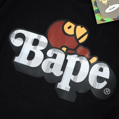 Футболка Bape Monkey Sleeping on Checkered Logo "Black" фото № 3 Футболка Bape Monkey Sleeping on Checkered Logo "Black" фото № 3