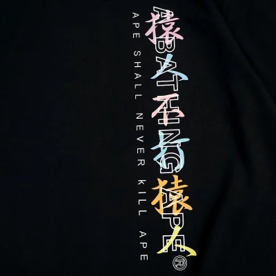 Футболка Bape Rounded Hieroglyph Print Back "Black" фото № 4