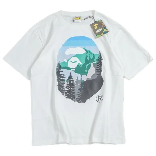 Футболка Bape Logo With Spruce Background "White"