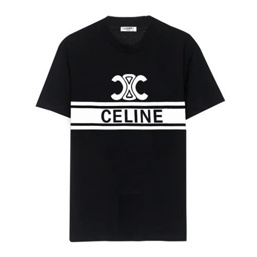 Футболка Celine With Logo And Stripe "Black"