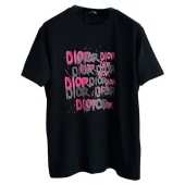 Футболка Christian Dior Black And Pink Text Print "Black"