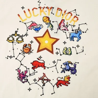 Футболка Christian Dior With Cartoon Print Of Constellations "Cream" фото № 9