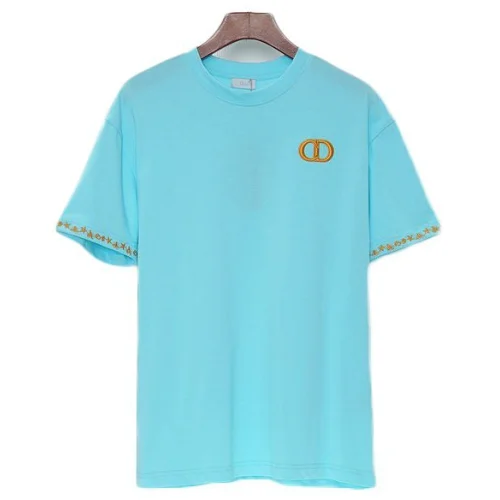 Футболка Christian Dior Edge Decorated By Stars And Small Logo Front "Blue"