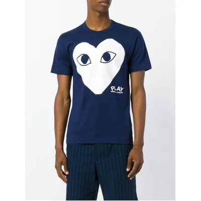 Футболка Comme des Garçons Play White Heart Eyes "Navy" фото № 2