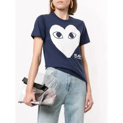 Футболка Comme des Garçons Play White Heart Eyes "Navy" фото № 4