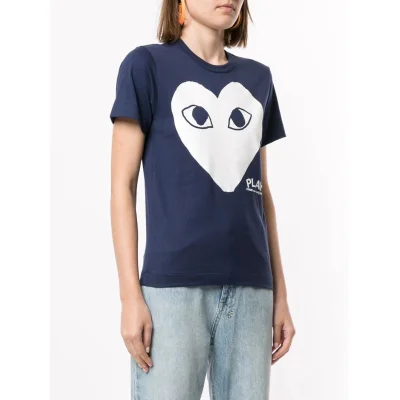 Футболка Comme des Garçons Play White Heart Eyes "Navy" фото № 3