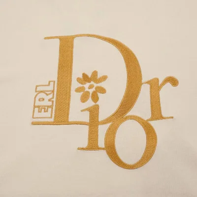 Футболка Dior Logo With A Flower "Beige" фото № 3