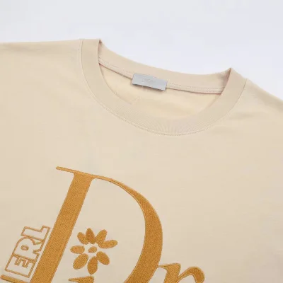 Футболка Dior Logo With A Flower "Beige" фото № 2