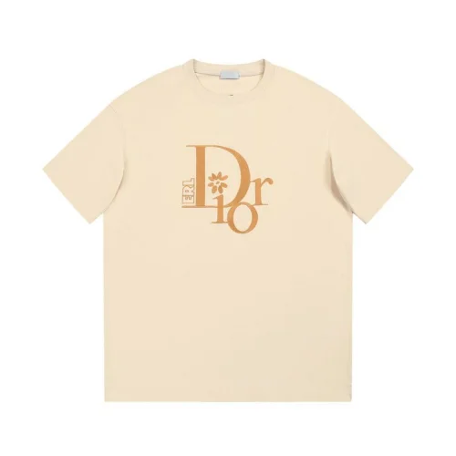 Футболка Dior Logo With A Flower "Beige"