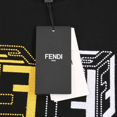 Футболка Fendi Logo In The Form Of Cubes "Black" фото № 5