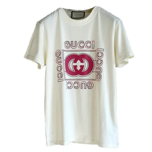 Футболка Gucci Pink Logo "White"
