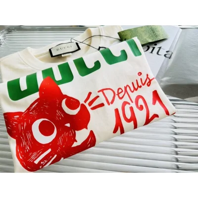 Футболка Gucci X Balenciaga Red Cat Head "White" фото № 3