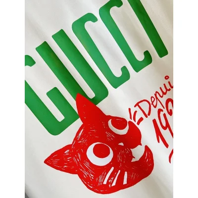 Футболка Gucci X Balenciaga Red Cat Head "White" фото № 4