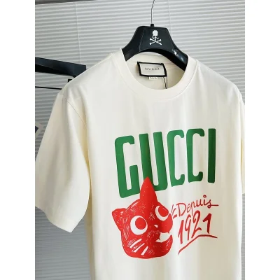 Футболка Gucci X Balenciaga Red Cat Head "White" фото № 5
