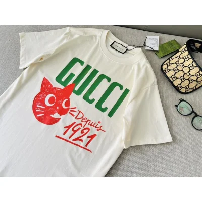 Футболка Gucci X Balenciaga Red Cat Head "White" фото № 7