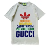 Футболка Gucci X Adidas Lettering With Rainbow Colors "White"