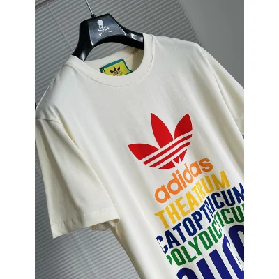 Футболка Gucci X Adidas Lettering With Rainbow Colors "White" фото № 5