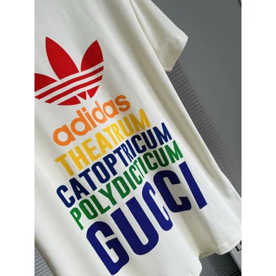 Футболка Gucci X Adidas Lettering With Rainbow Colors "White" фото № 4