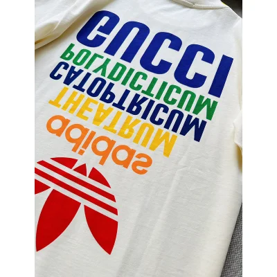 Футболка Gucci X Adidas Lettering With Rainbow Colors "White" фото № 2
